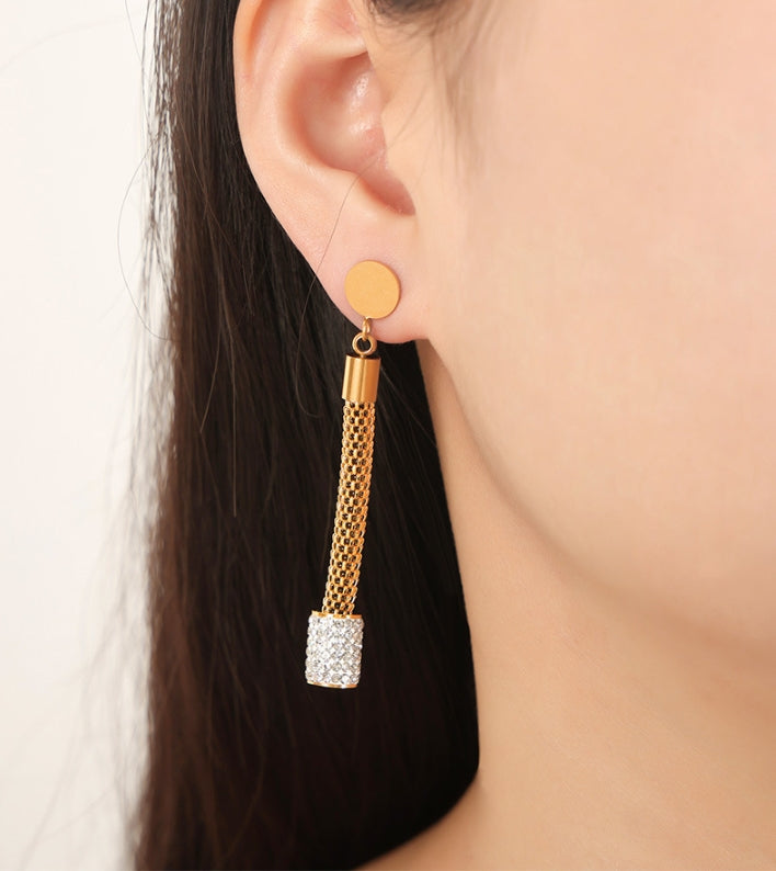SUPER SPARKLING FULL CYLINDRICAL EARRINGS