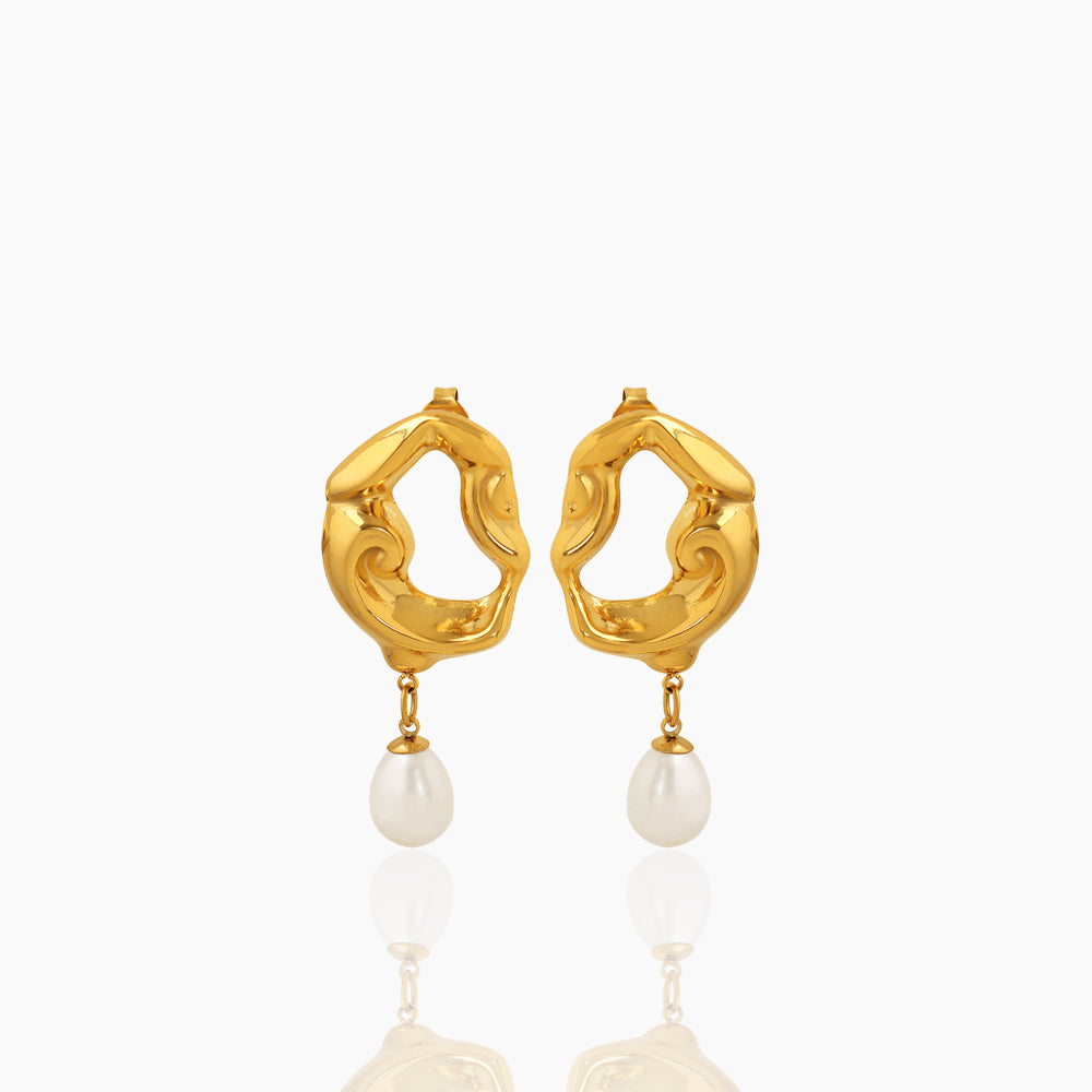SYMMETRIC GEOMETRIC PEARL EARRINGS