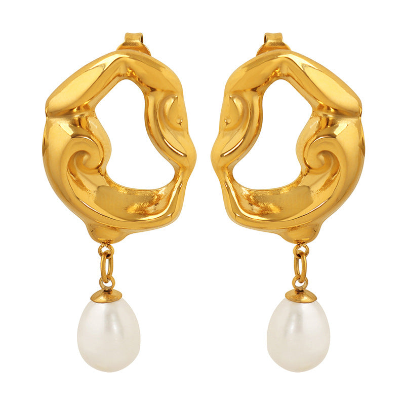 SYMMETRIC GEOMETRIC PEARL EARRINGS
