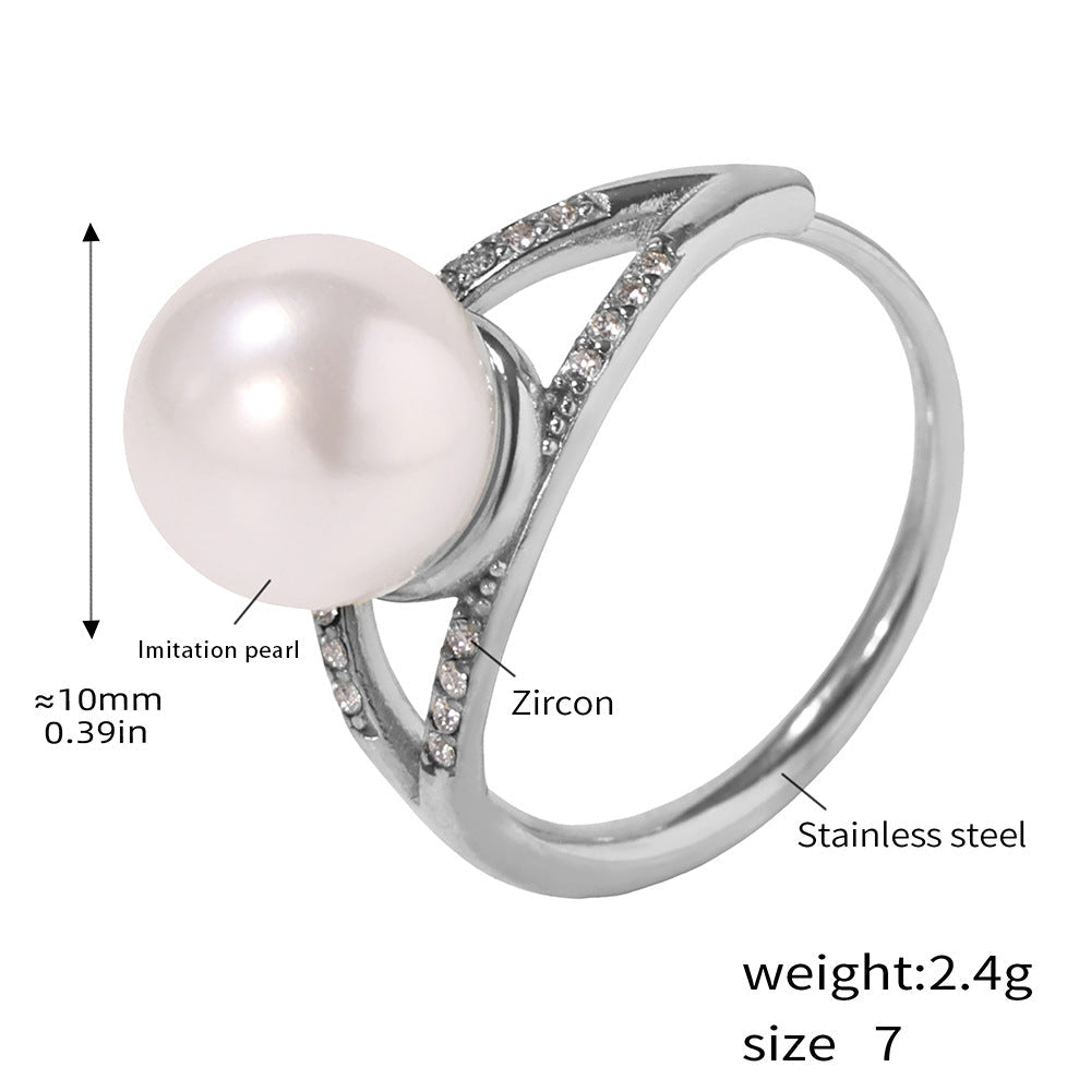 Shiny Stone Pearl Ring