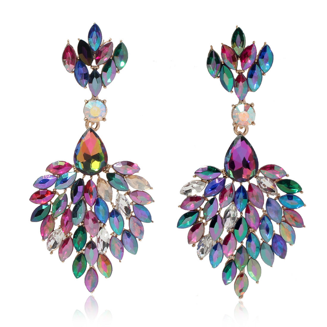 Shiny three-dimensional multi-color earrings