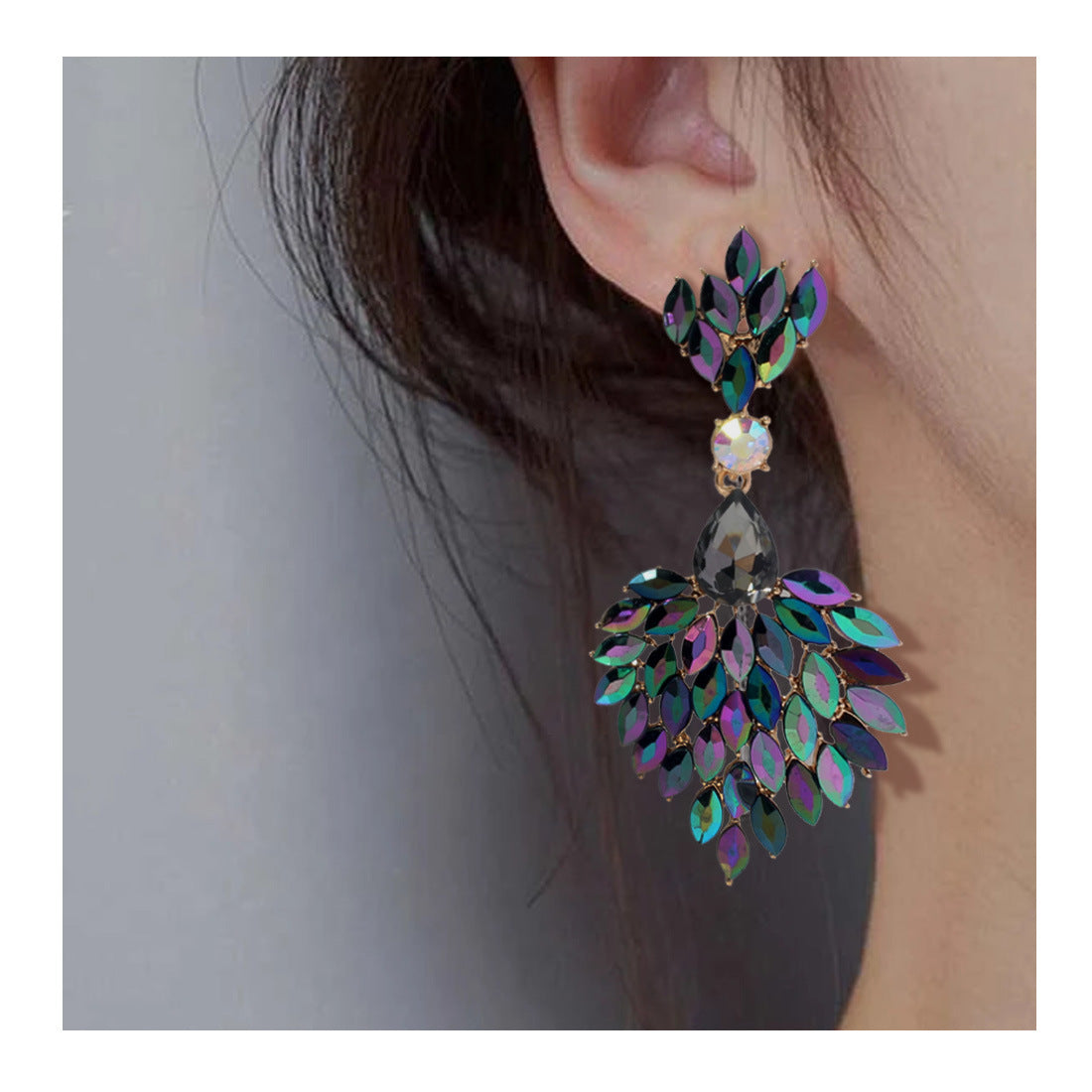 Shiny three-dimensional multi-color earrings