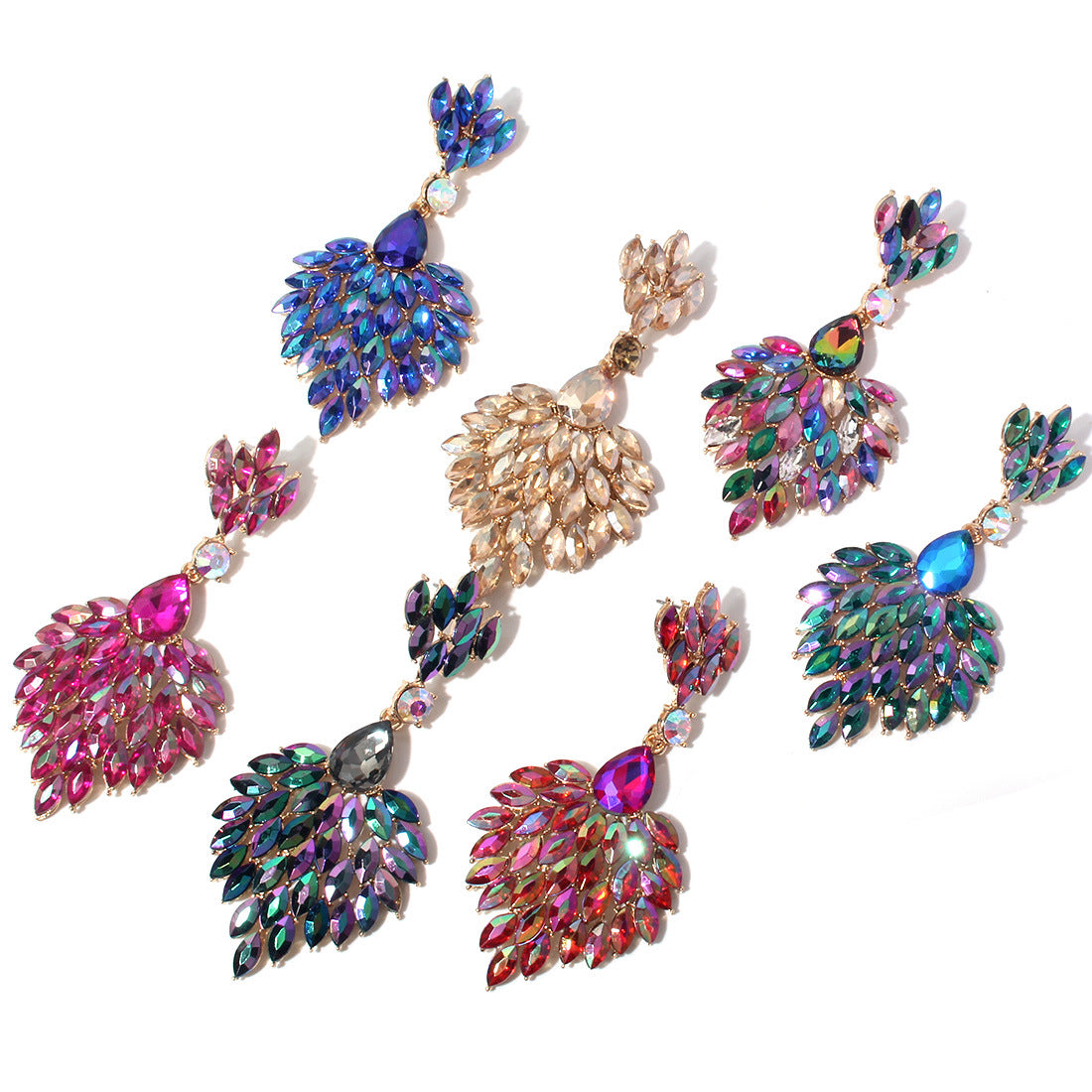 Shiny three-dimensional multi-color earrings