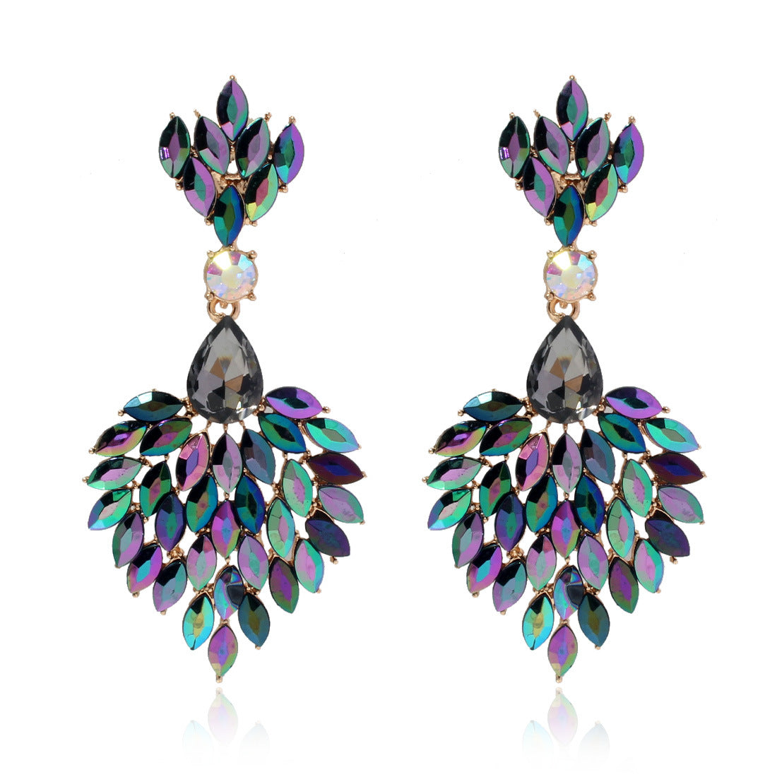Shiny three-dimensional multi-color earrings