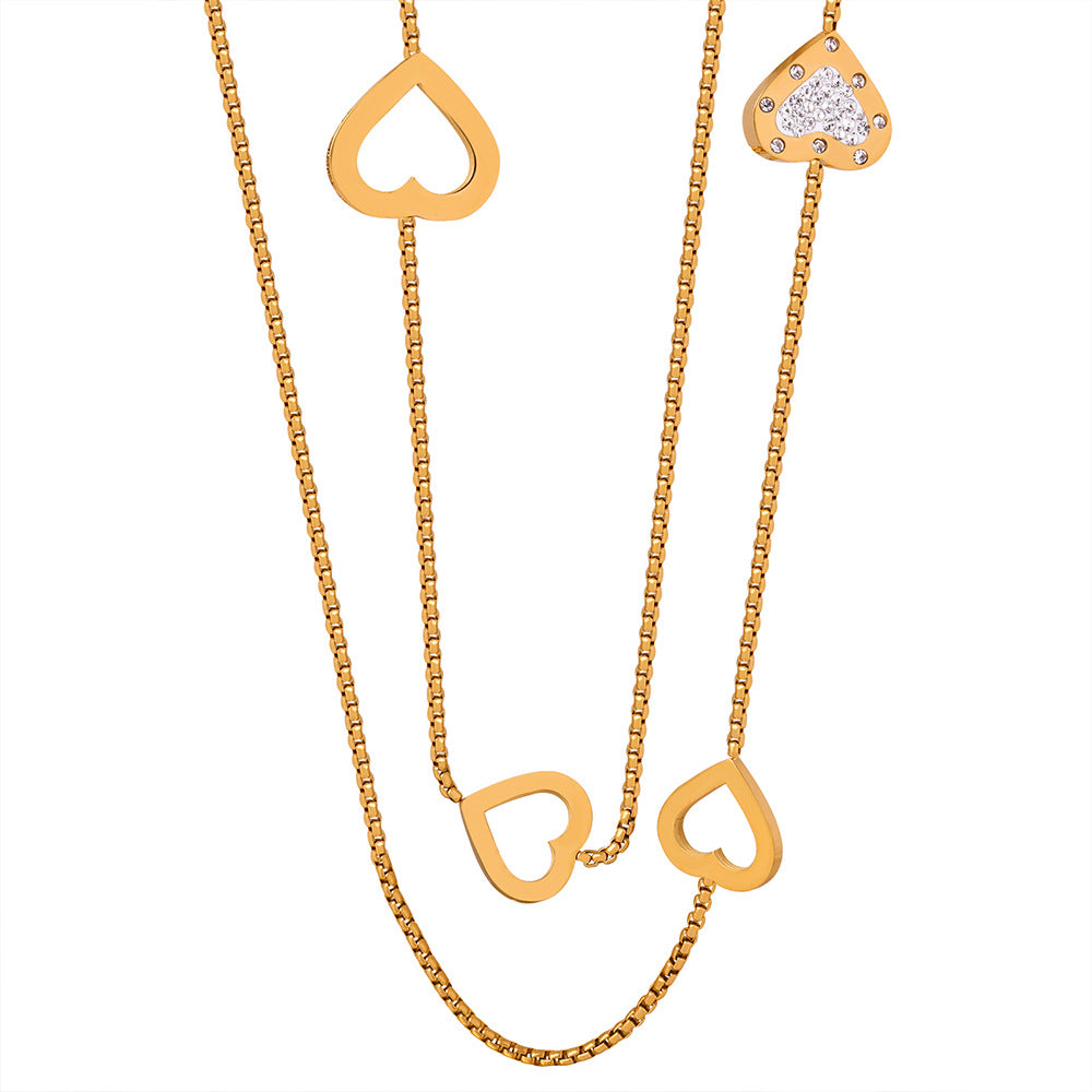 Simple Personality Square Heart Pendant Necklace