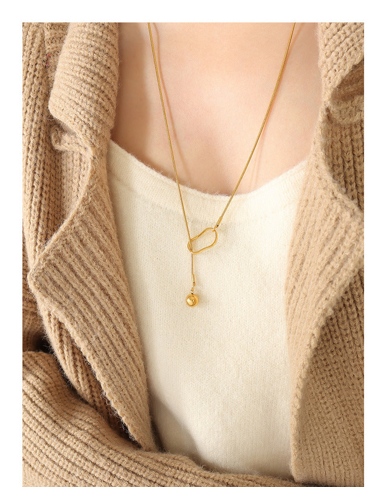 Simple long geometric circle necklace