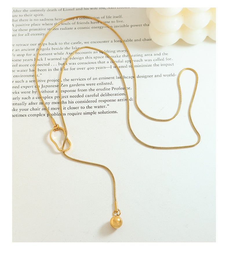 Simple long geometric circle necklace