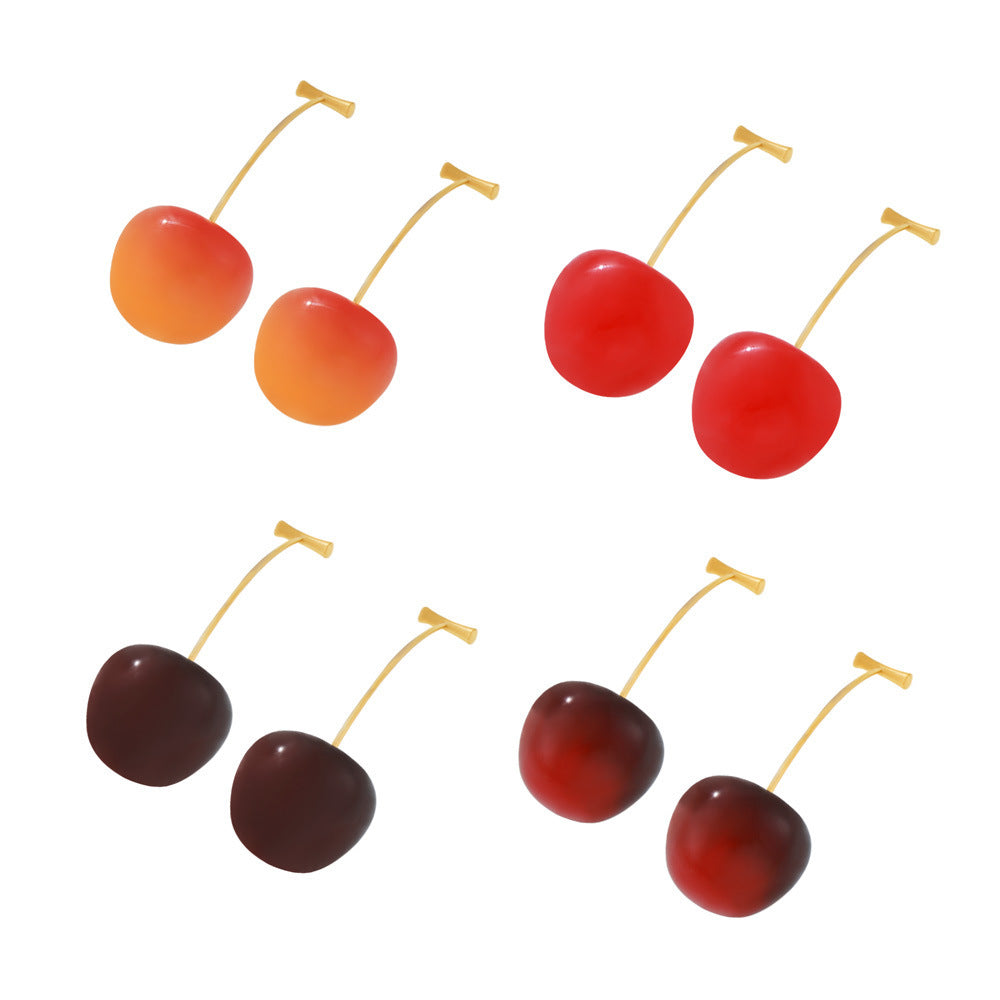 Small fresh resin cherry creative temperament cherry long earrings