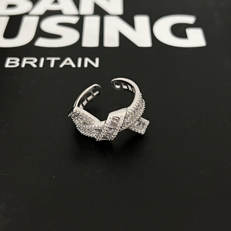 Sparkling patchwork gift knot versatile high-end ring