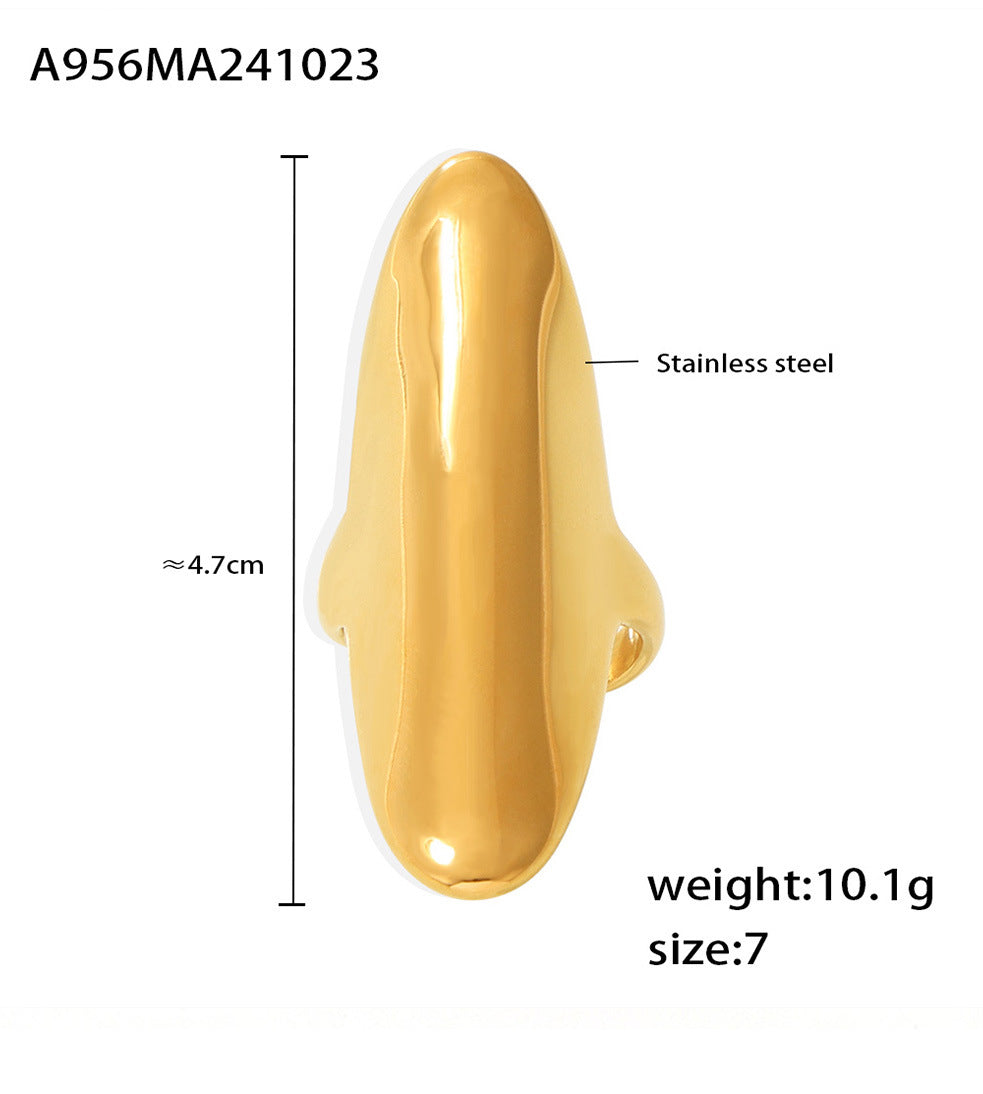 Stainless steel irregular long textured ring