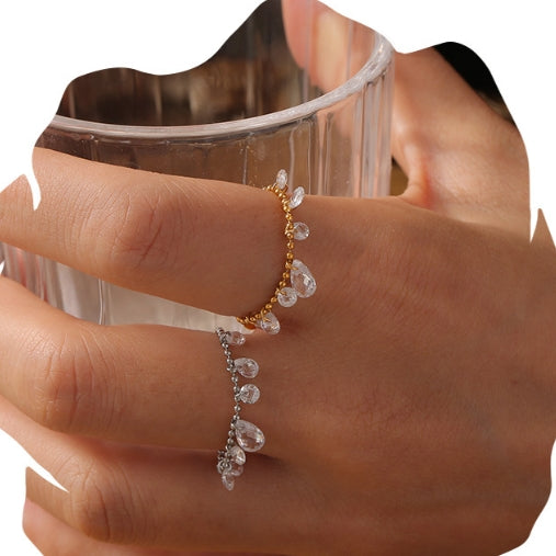 TASSEL SEVEN CRYSTAL STONE PENDANT RING