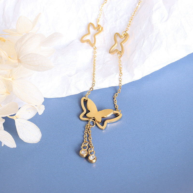 TASSEL BUTTERFLY PENDANT ANKLET