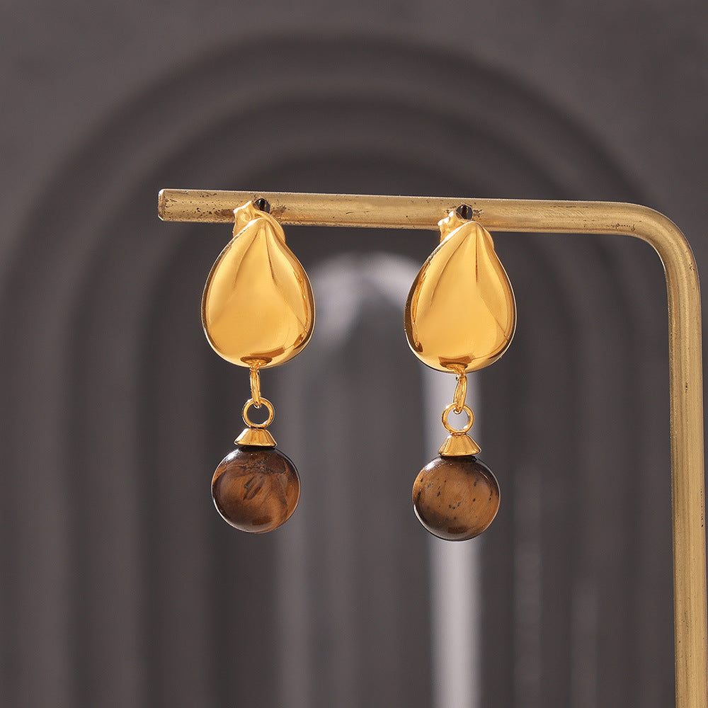 TASSEL NATURAL TIGER EYE STONE EARRINGS
