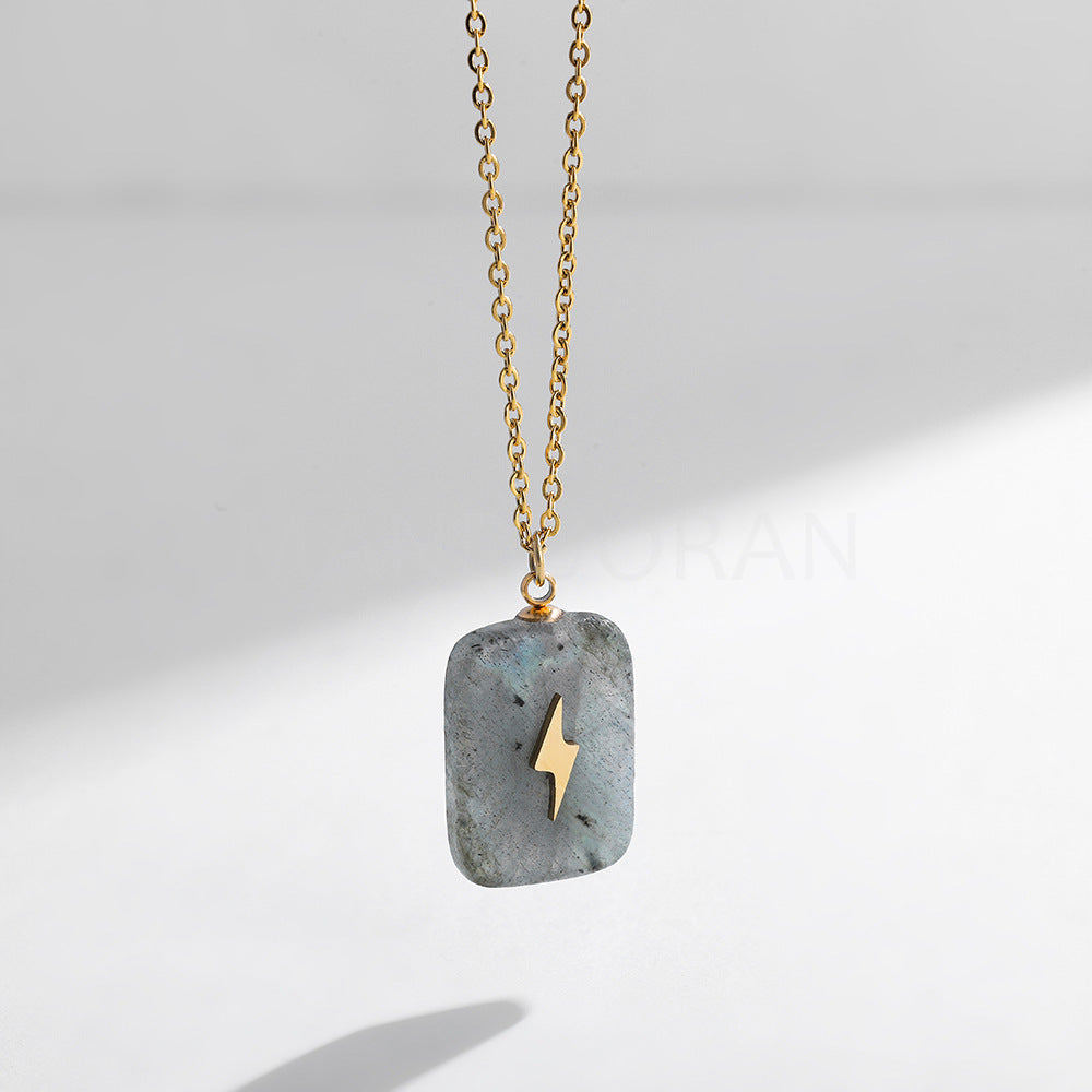 THUNDERBOLT NATURAL STONE PENDANT NECKLACE