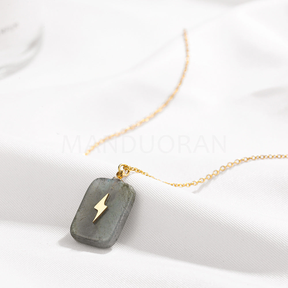 THUNDERBOLT NATURAL STONE PENDANT NECKLACE