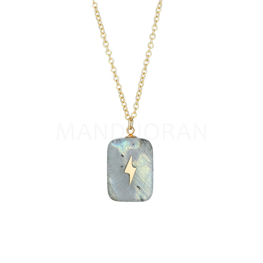THUNDERBOLT NATURAL STONE PENDANT NECKLACE