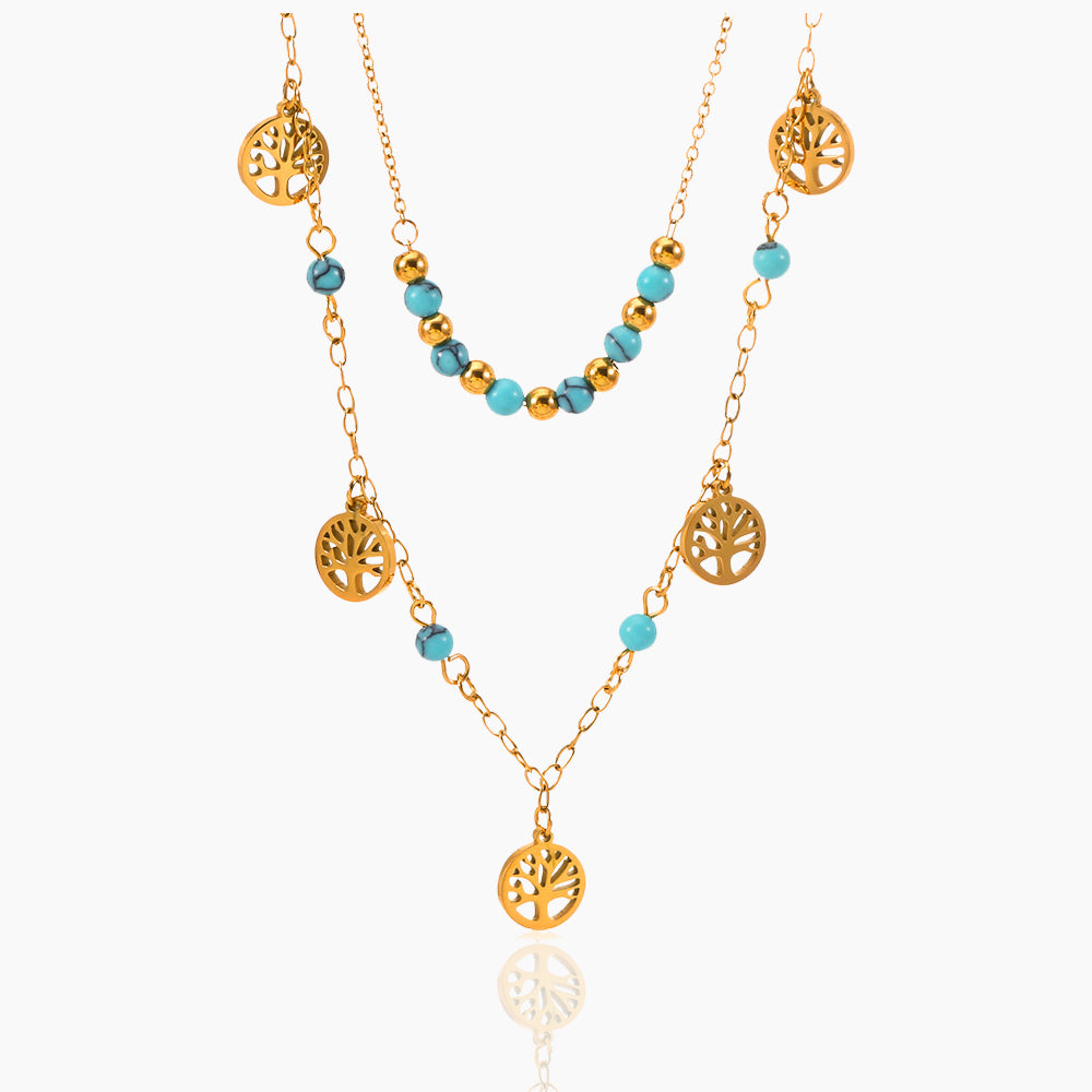 TREE OF LIFE DOUBLE LAYERED CLAVICULAR CHAIN