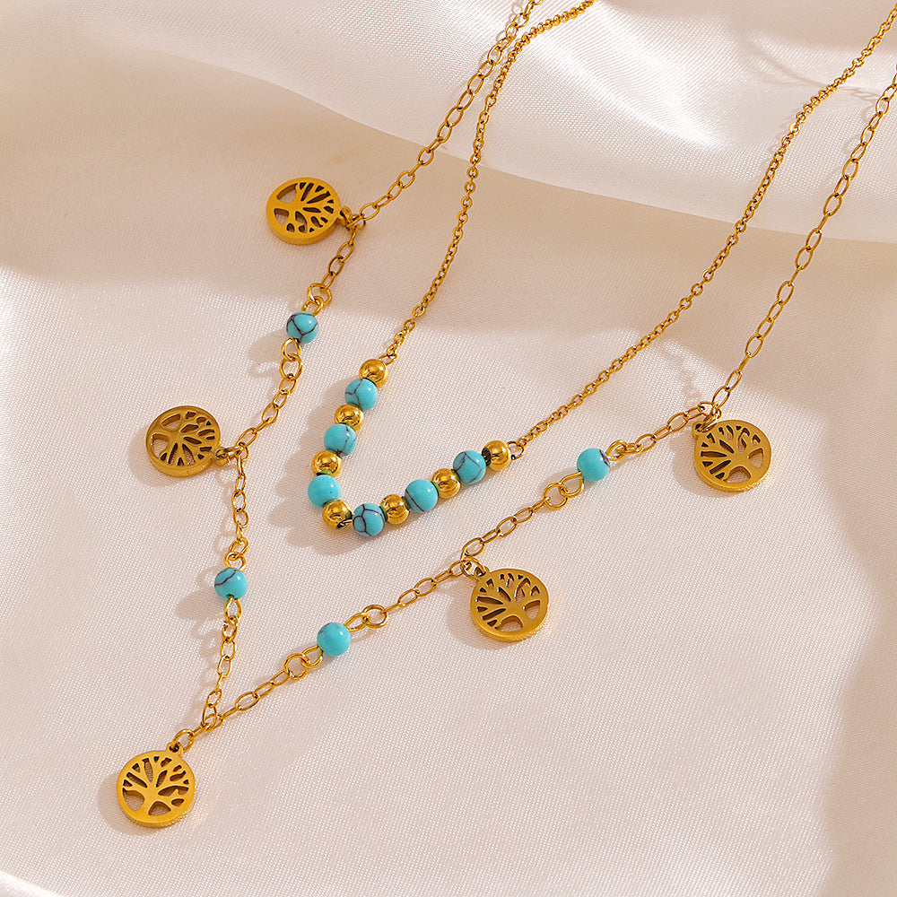 TREE OF LIFE DOUBLE LAYERED CLAVICULAR CHAIN