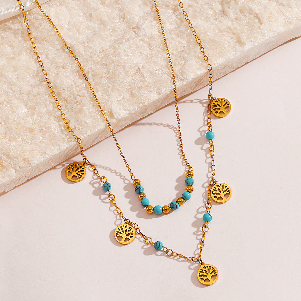 TREE OF LIFE DOUBLE LAYERED CLAVICULAR CHAIN