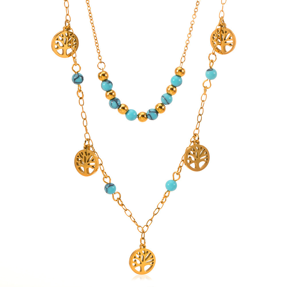 TREE OF LIFE DOUBLE LAYERED CLAVICULAR CHAIN