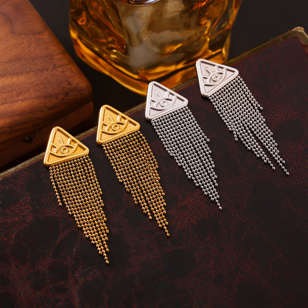 TRIANGLE DEVIL'S EYE EARRINGS