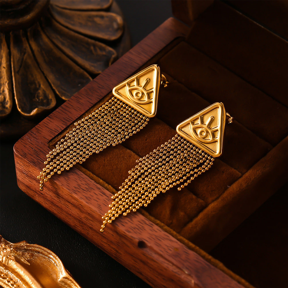 TRIANGLE DEVIL'S EYE EARRINGS