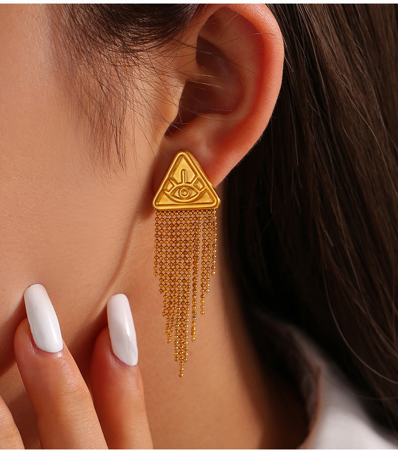 TRIANGLE DEVIL'S EYE EARRINGS