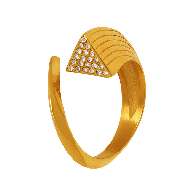 TRIANGULAR ZIRCON OPEN RING