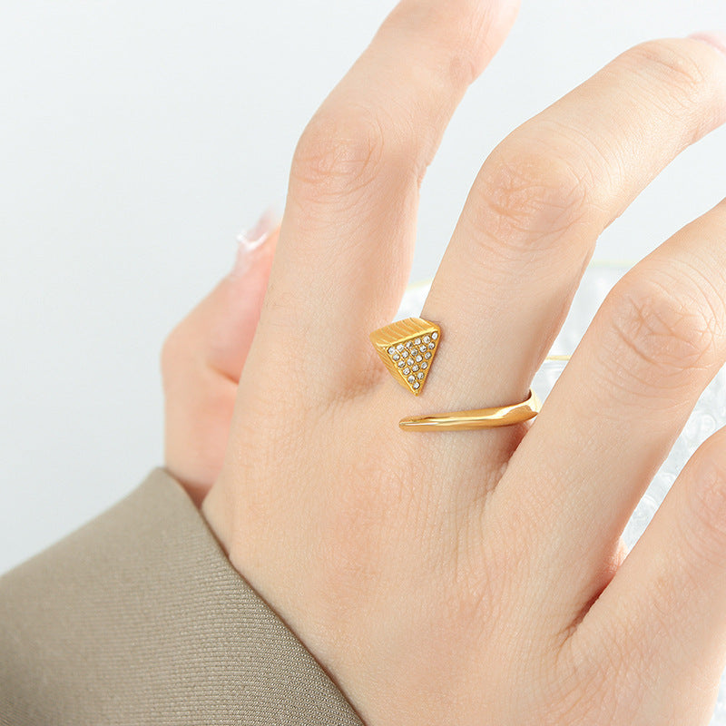 TRIANGULAR ZIRCON OPEN RING