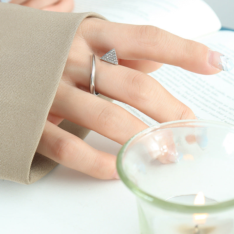 TRIANGULAR ZIRCON OPEN RING