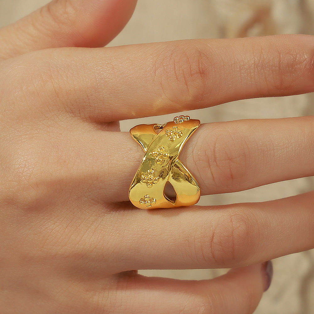 TWISTED PRINTED OPEN RING