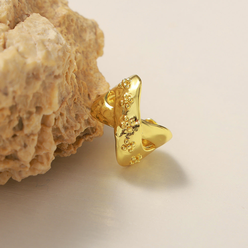 TWISTED PRINTED OPEN RING