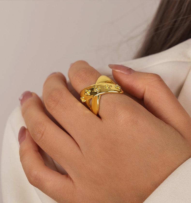 TWISTED PRINTED OPEN RING