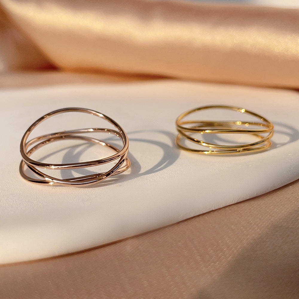 Three-layer Thin Line Interwoven Ring