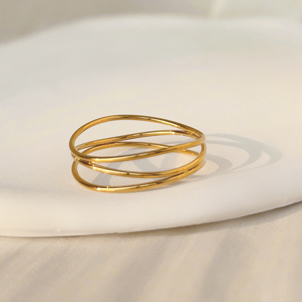 Three-layer Thin Line Interwoven Ring