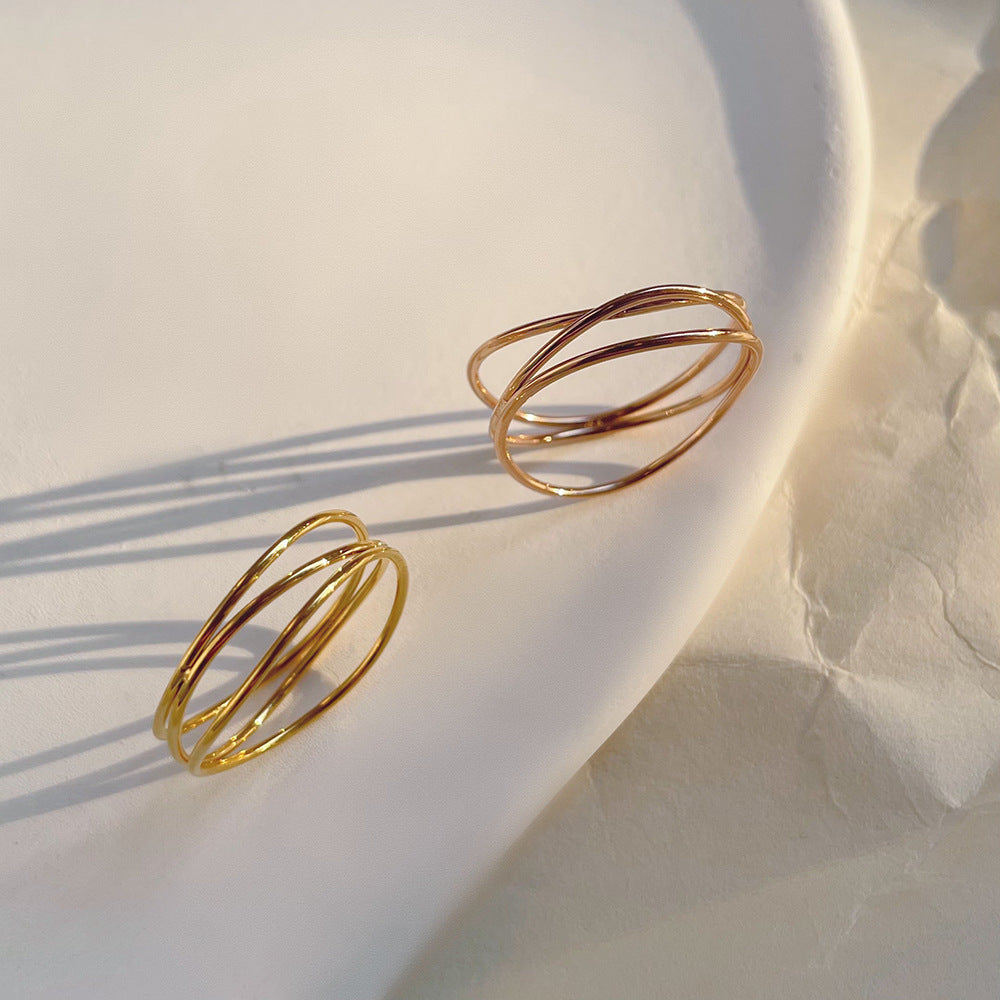 Three-layer Thin Line Interwoven Ring