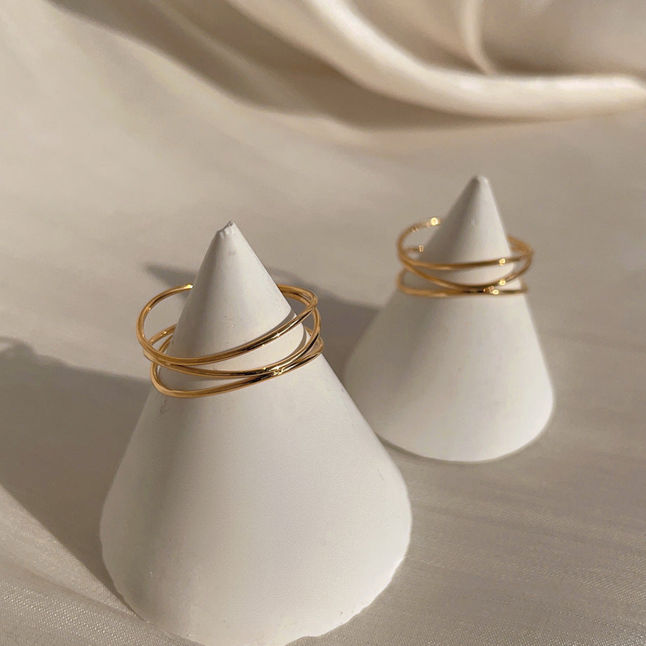 Three-layer Thin Line Interwoven Ring