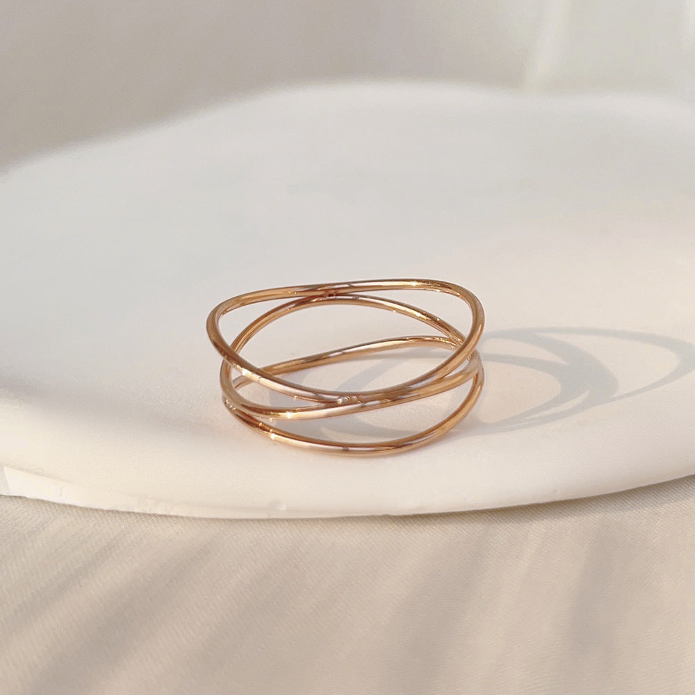 Three-layer Thin Line Interwoven Ring