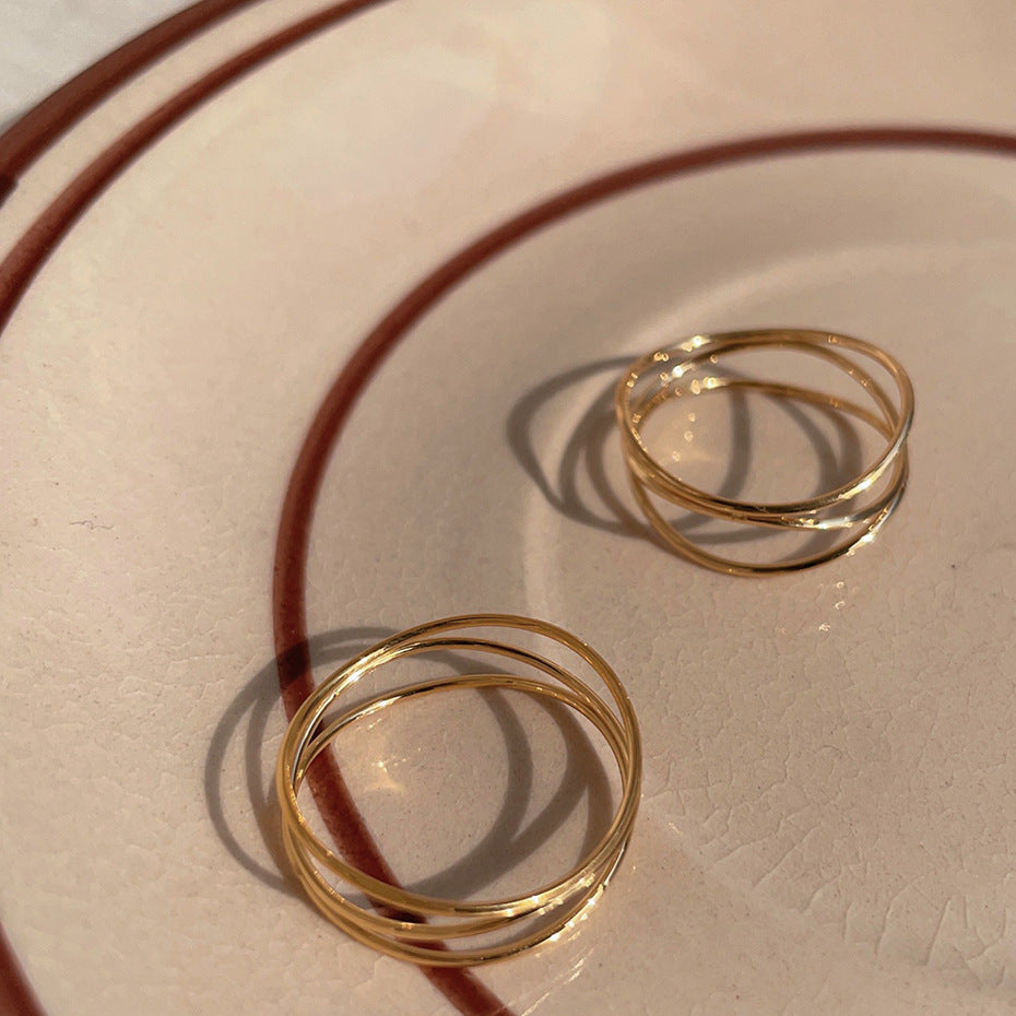 Three-layer Thin Line Interwoven Ring