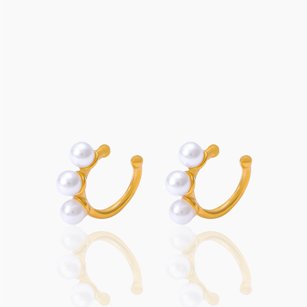 U-SHAPED INLAID IMITATION PEARL EARRINGS