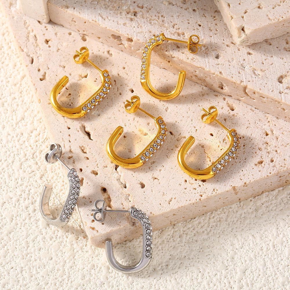 U-SHAPED STUDDED EARRINGS