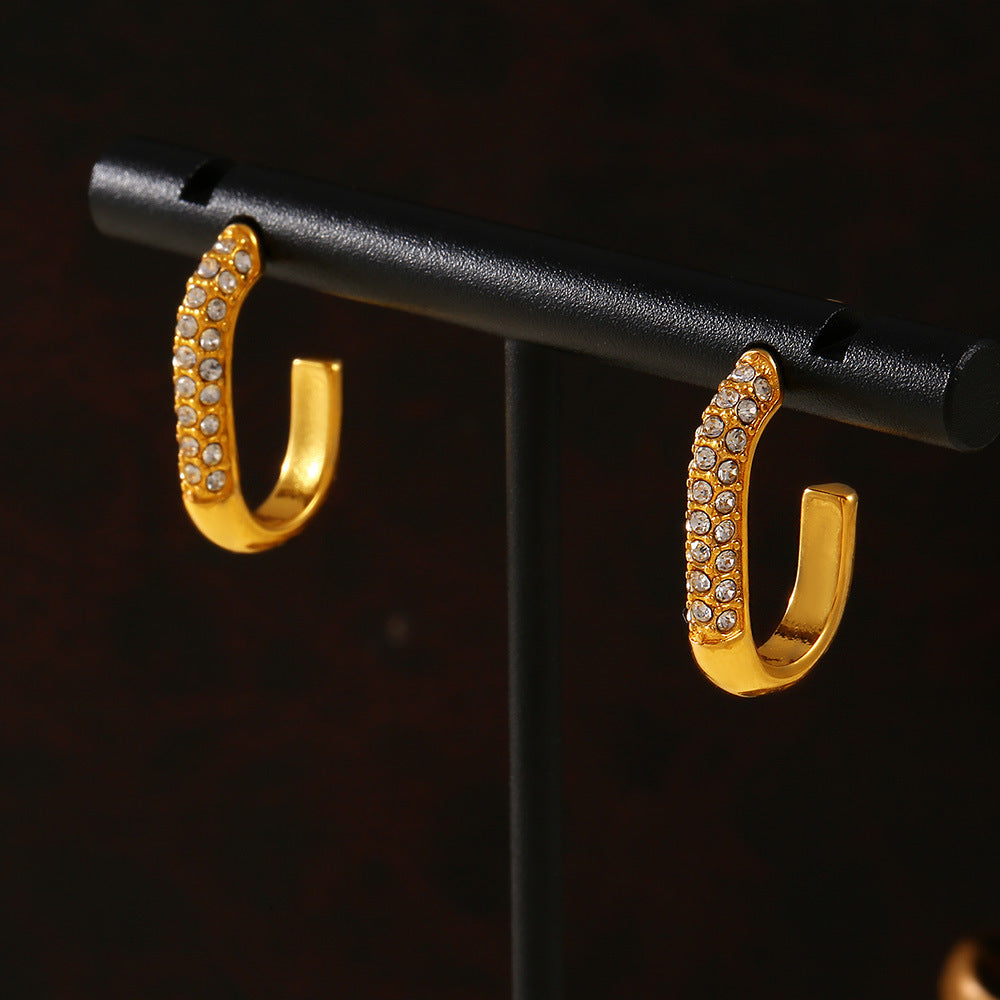 U-SHAPED STUDDED EARRINGS