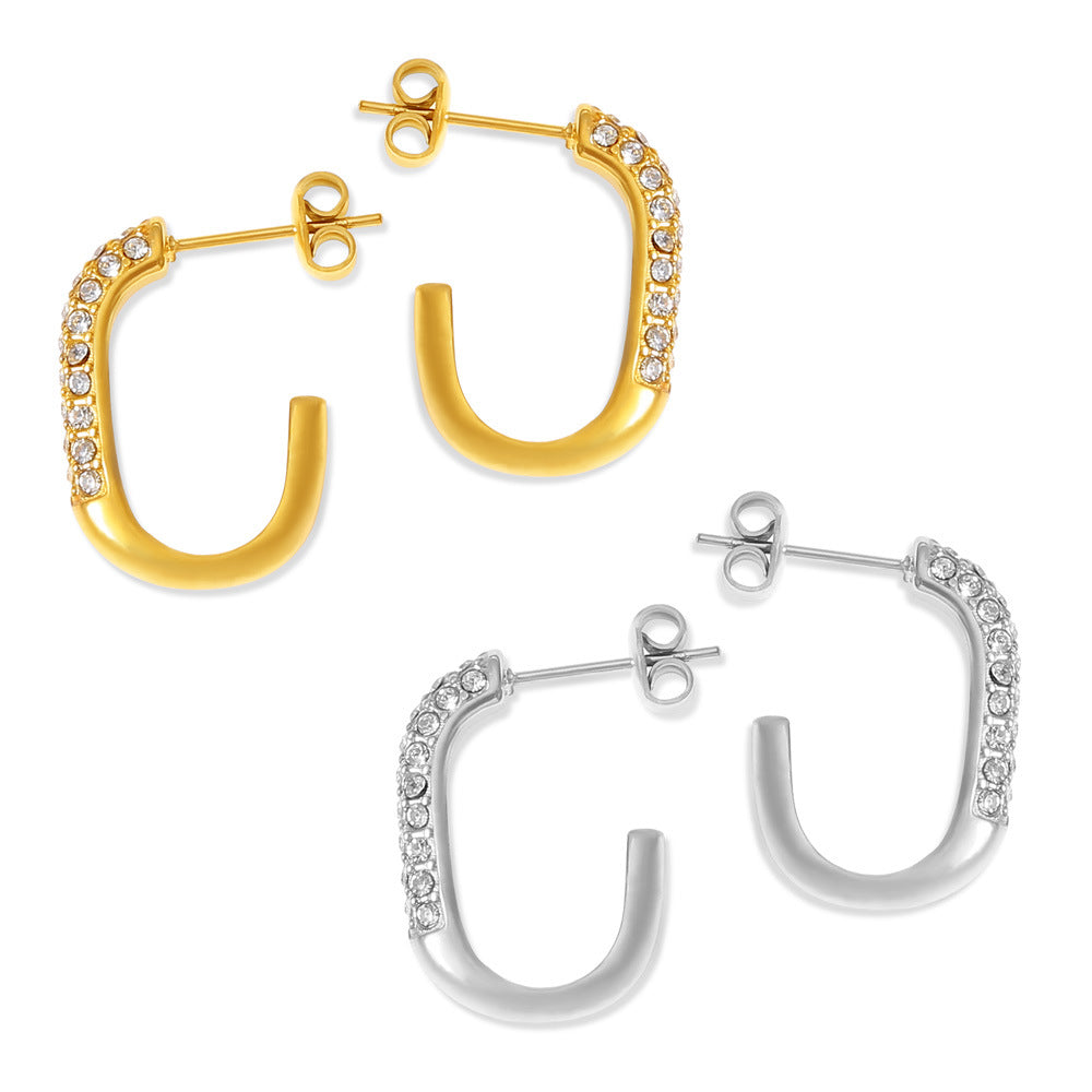 U-SHAPED STUDDED EARRINGS