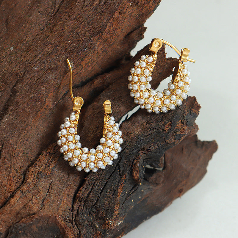 UNIQUE BAROQUE STYLE IMITATION PEARL EARRINGS