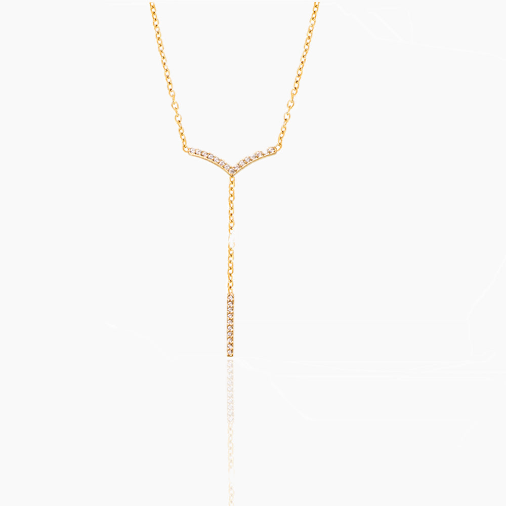 V-SHAPED TASSEL LONG STRIP INLAID WITH ZIRCON NECKLACE