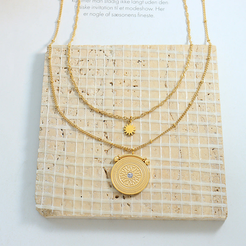 V SHAPED NICHE DOUBLE-LAYER NECKLACE