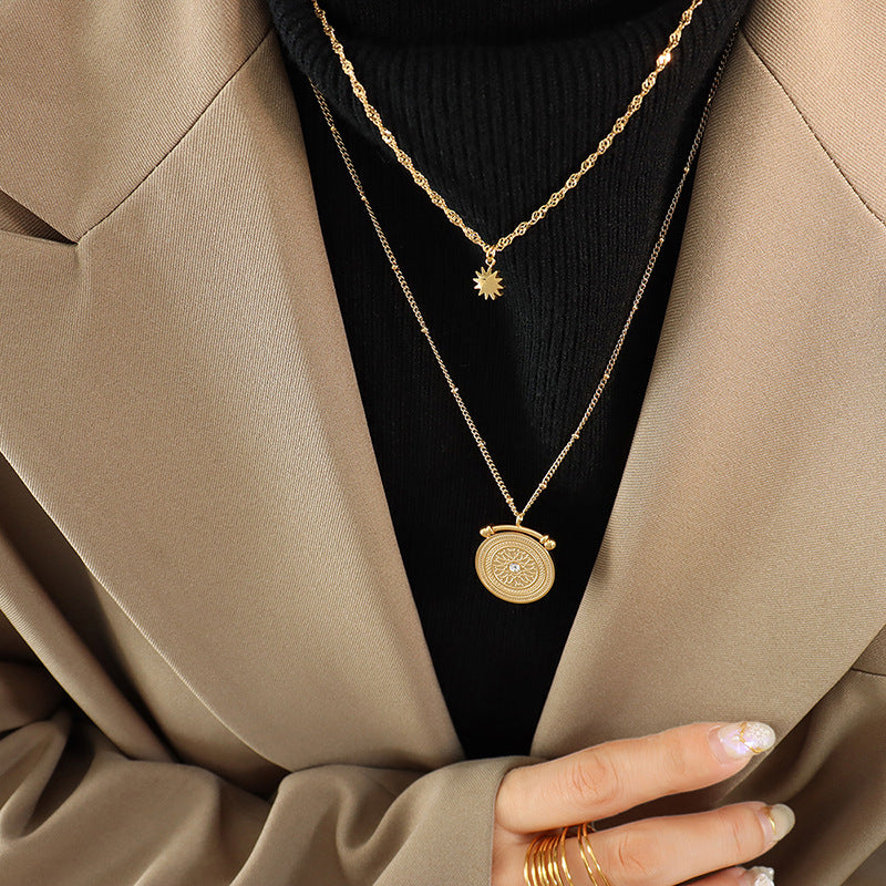 V SHAPED NICHE DOUBLE-LAYER NECKLACE