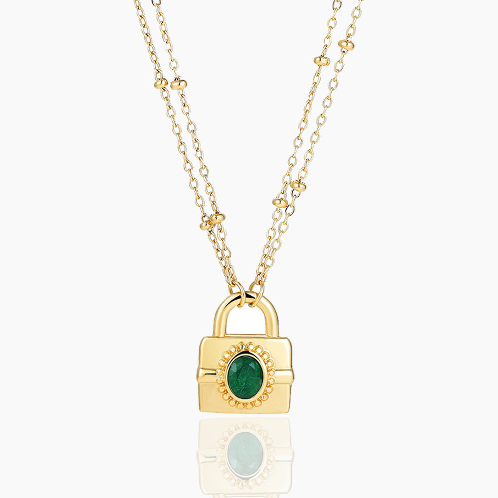 VINTAGE EMERALD LOCK NECKLACE
