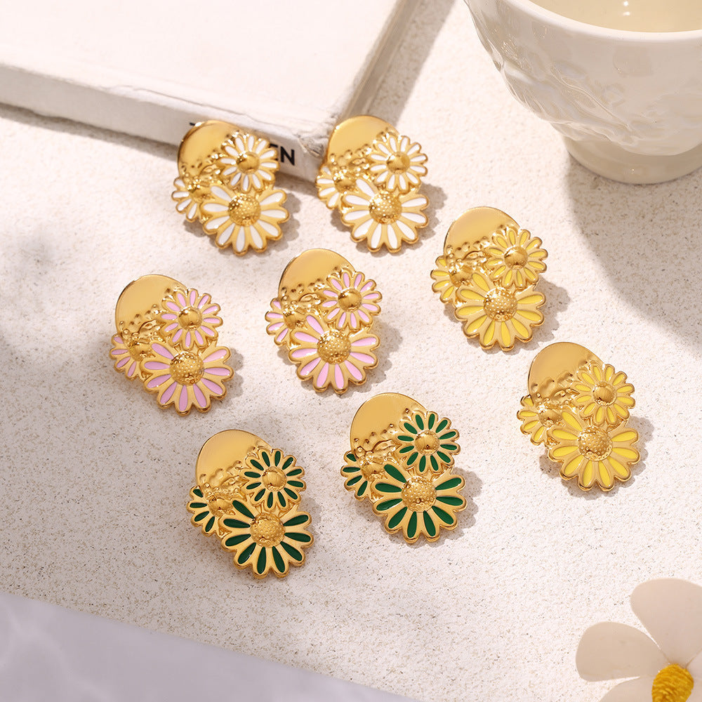 VINTAGE DAISY DRIP OIL EARRINGS