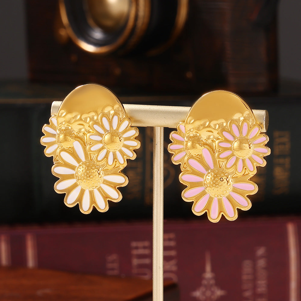VINTAGE DAISY DRIP OIL EARRINGS
